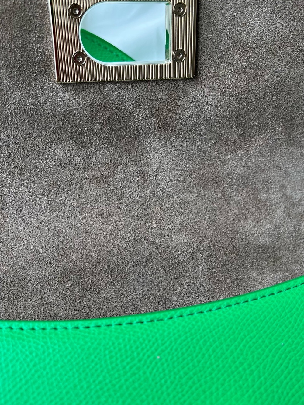Furla Emerald Green Leather Crossbody with Gold Chain - Picture 8 of 12